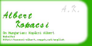 albert kopacsi business card