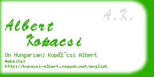 albert kopacsi business card